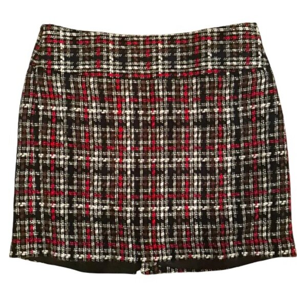 The Limited Red Black White Plaid Tweed Pattern Skirt Size 12 NWOT - Picture 1 of 1